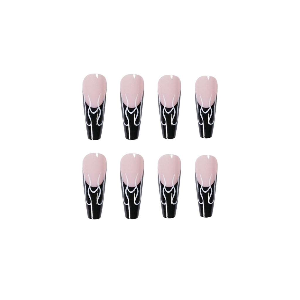 Black French Flame Wear Nail Finished False Nail Nail Patch Nail Patch Fake Nail