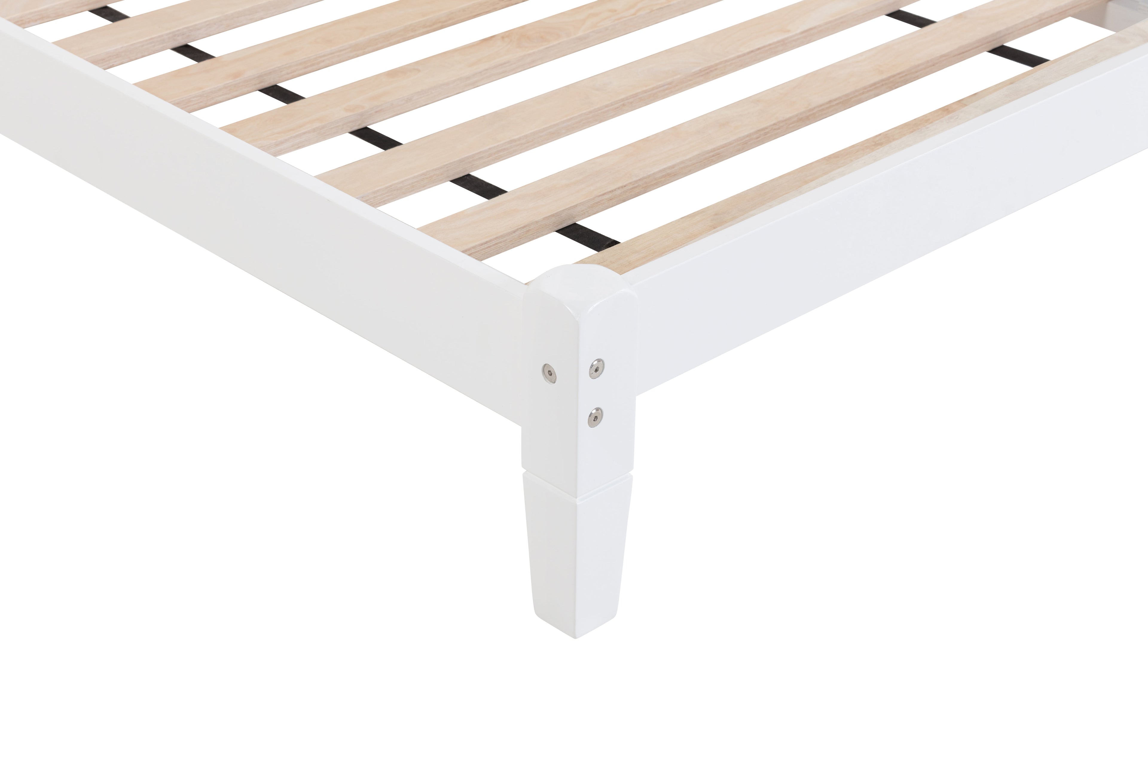 Twin Bed with Button-Decoration Headboard, with Bed Slats,White
