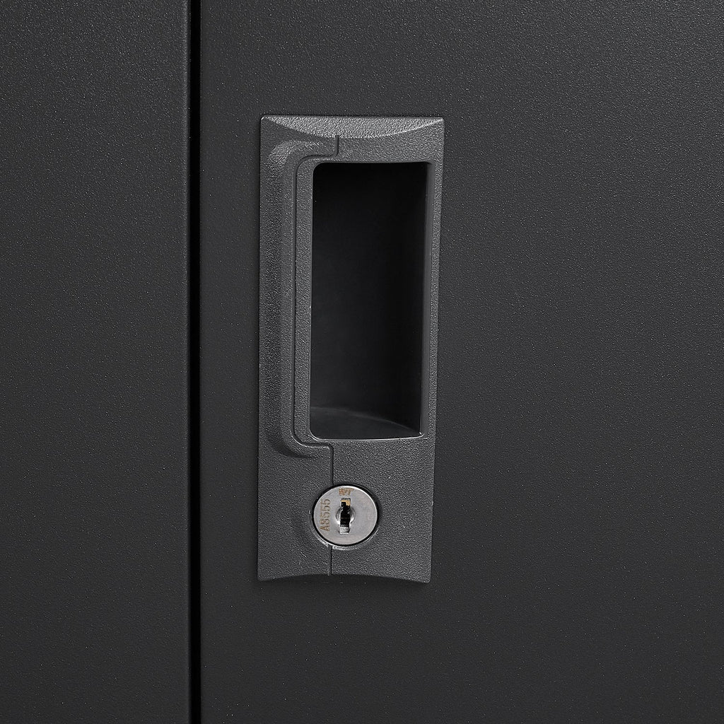 Metal storage cabinet with locked door and adjustable shelf foldable storage cabinet black