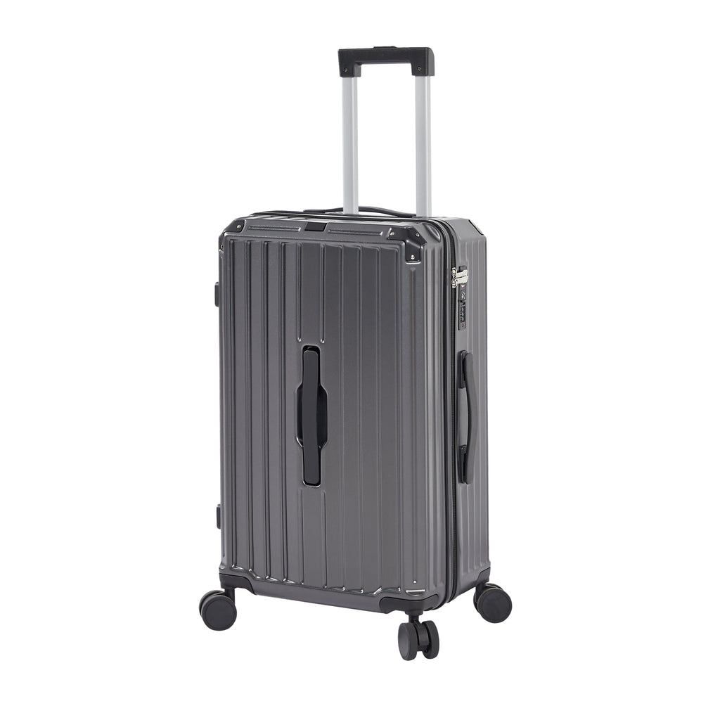 Luggage Set 4 pcs (20"/24"/29"/Travel Bag), PC+ABS Durable Lightweight Luggage with Collapsible Cup Holder, TSA Lock, Gray
