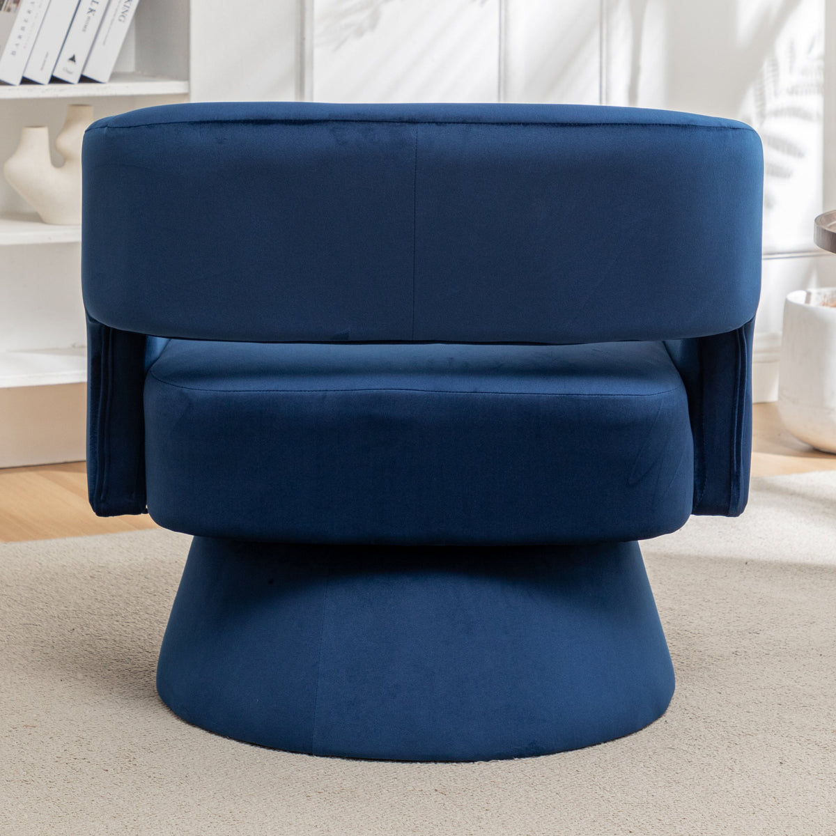 Swivel Barrel Chair, Velvet Accent Armchair 360 Degree Swivel Club Chair for Living Room Bedroom Reception Room