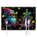 Christmas table mat with white linen starry sky and Santa Claus print