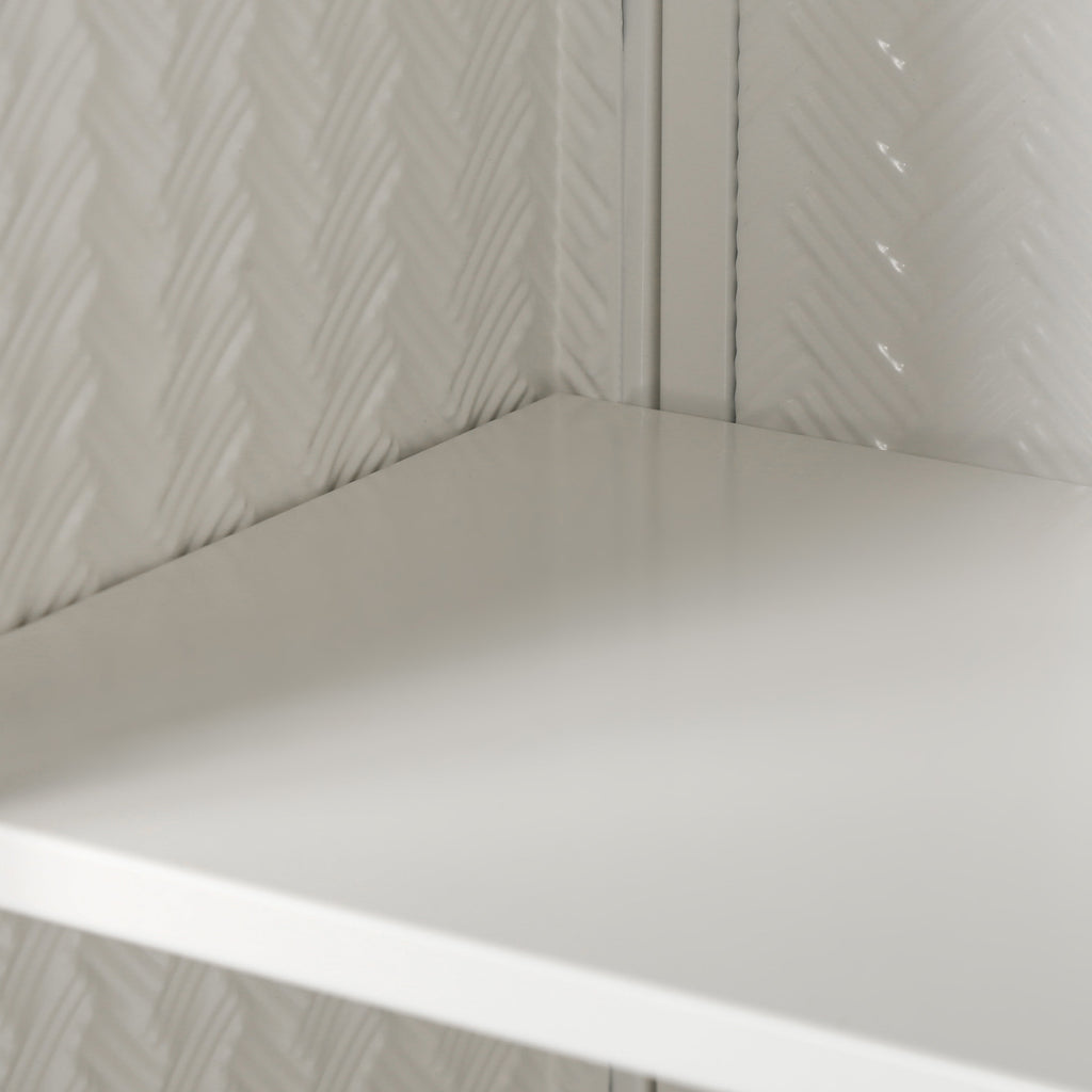 27.56"Glass Doors Modern Two-door Wall Cabinet with Featuring Three-tier Storage White