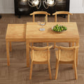 TOPMAX 65 "5-piece set with wheels, expandable dining table set, 17.7" pull-out side table and small dining chairs, natural