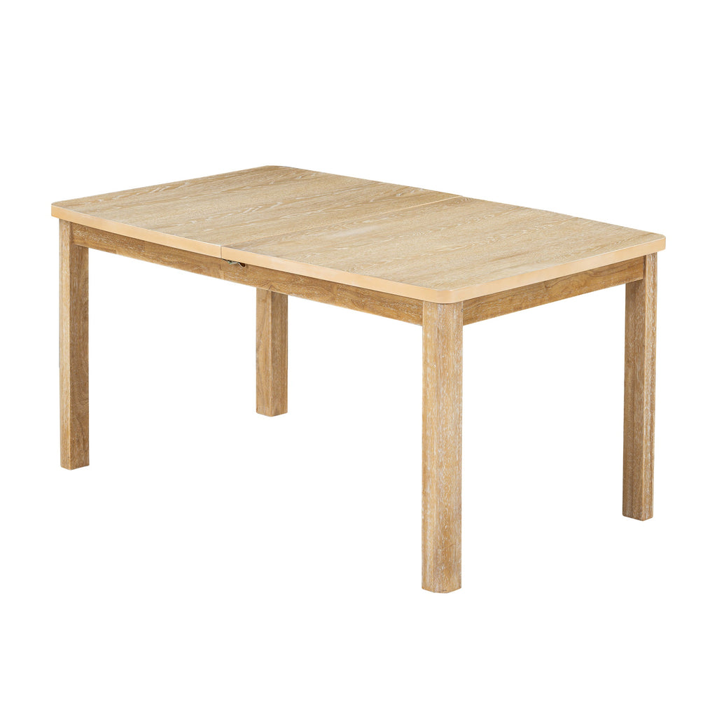 TOPMAX expandable 84 inch dining table set with 24 inch detachable leaves, 6 armless chairs and 2 armchairs  9 pieces natural