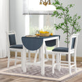 TOPMAX 3-Piece Wood Counter Height Drop Leaf Dining Table Set with 2 Upholstered Dining Chairs for Small Place White+Gray