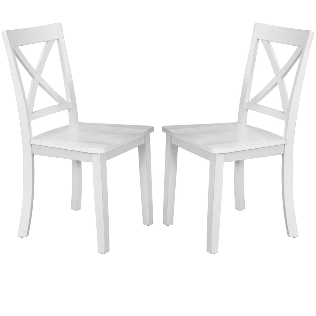 Orisfur 5 Pieces Dining Table and Chairs Set for 4 Persons Kitchen Room Solid Wood Table with 4 Chairs MDF + White + Solid Wood