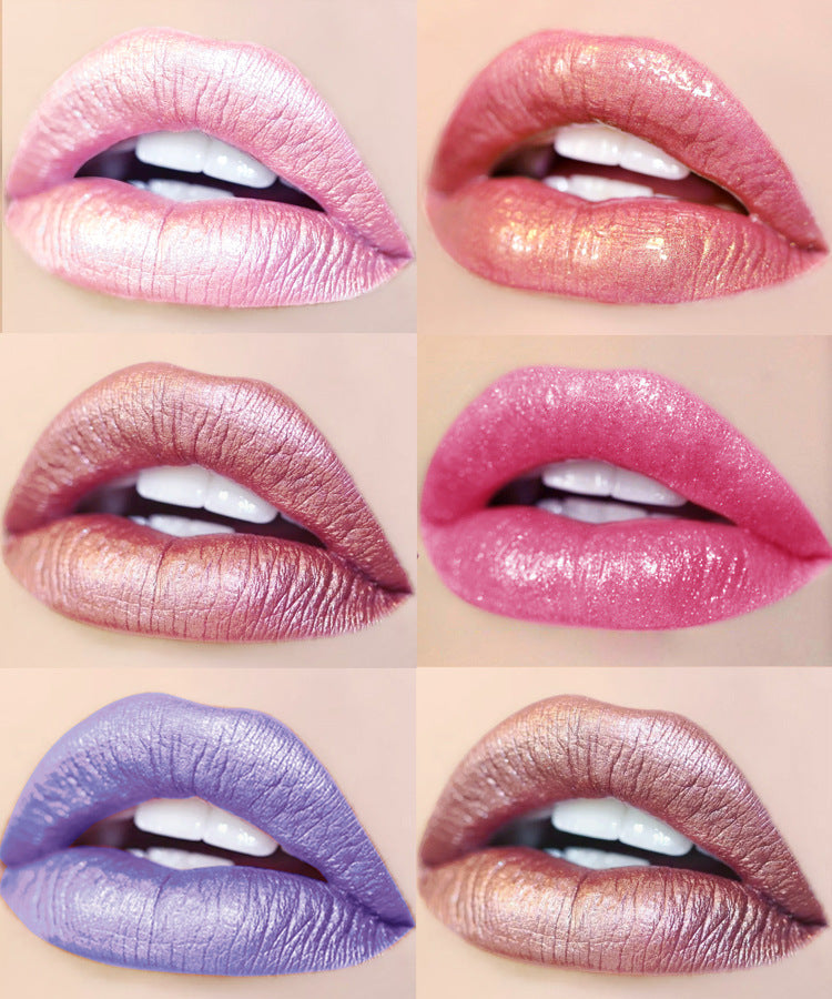 handaiyan Diamond Pearl Lip Gloss Non-Stick Cup Mermaid Lip Gloss Lipstick