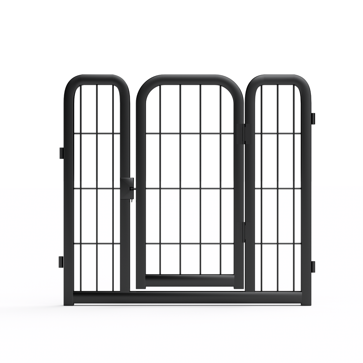 Outdoor 12 piece dog fence, 24 inch portable indoor game fence for small dog pets. Black, 22.2 inches wide x 23.6 inches high.