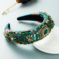Hair Hoop Baroque Court Style Heavy Industry Full Drill Hoop Thickened Sponge Embroidery Wide-Brimmed Prom Hair Accessories