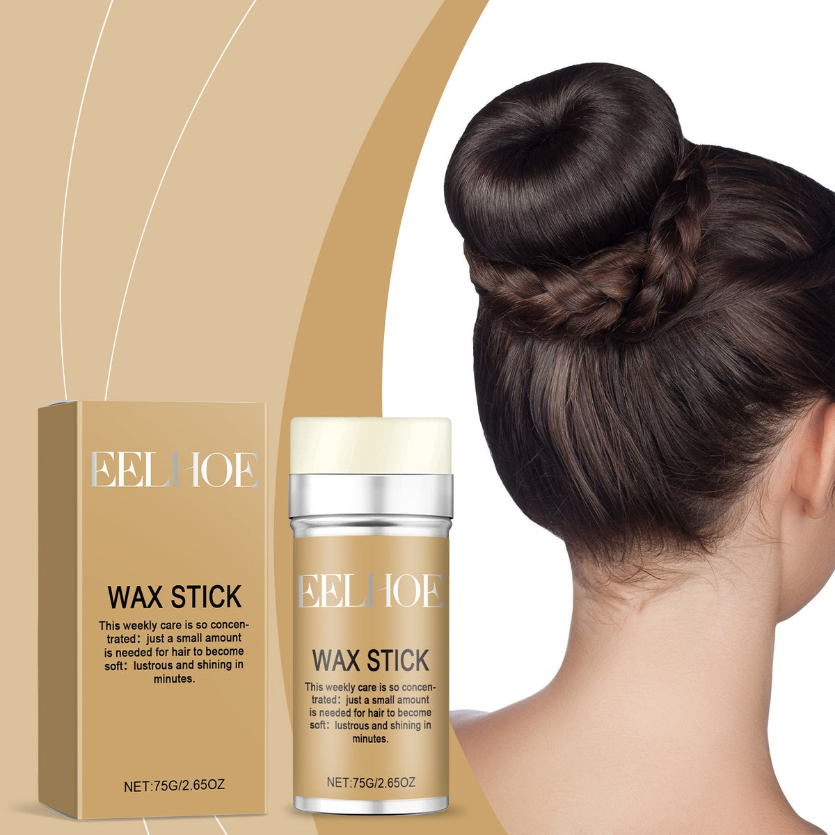 Hair Wax Wand, Hair Styling, Anti-Frizz, Hair Care Natural Shine Solid Styling Portable Hair Wax