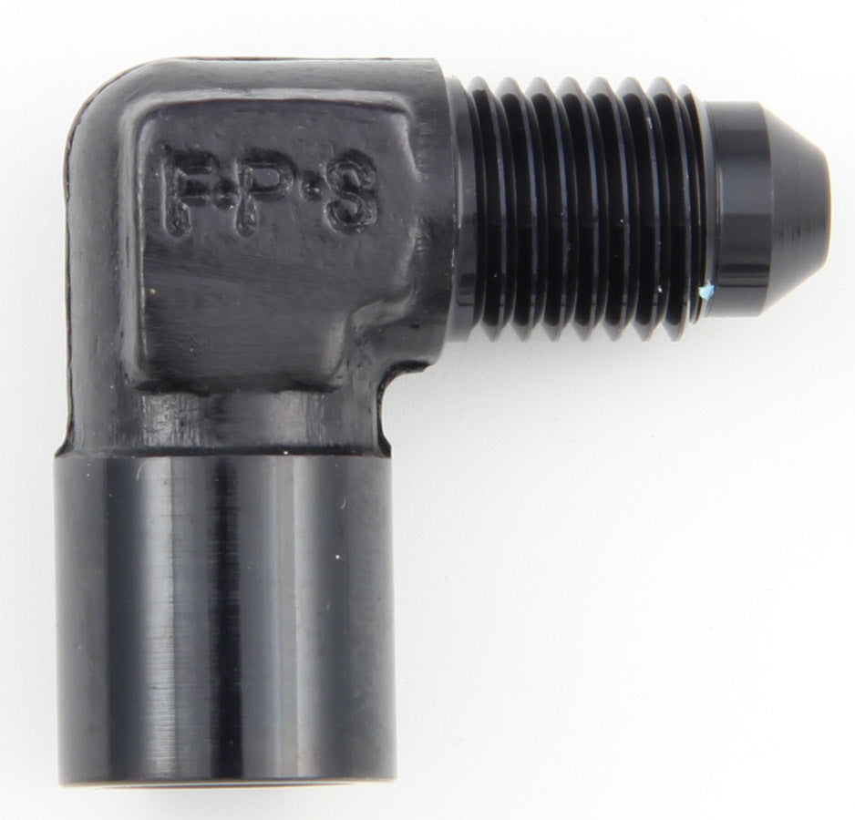 #4 Male x 1/8 FPT 90 Deg Gauge Adapter Inline - 495023BL