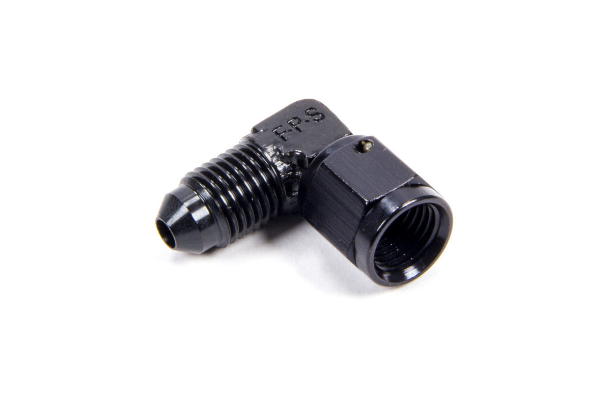 #4 Female Swivel to Male 90 Degree Fitting Black - 498102BL