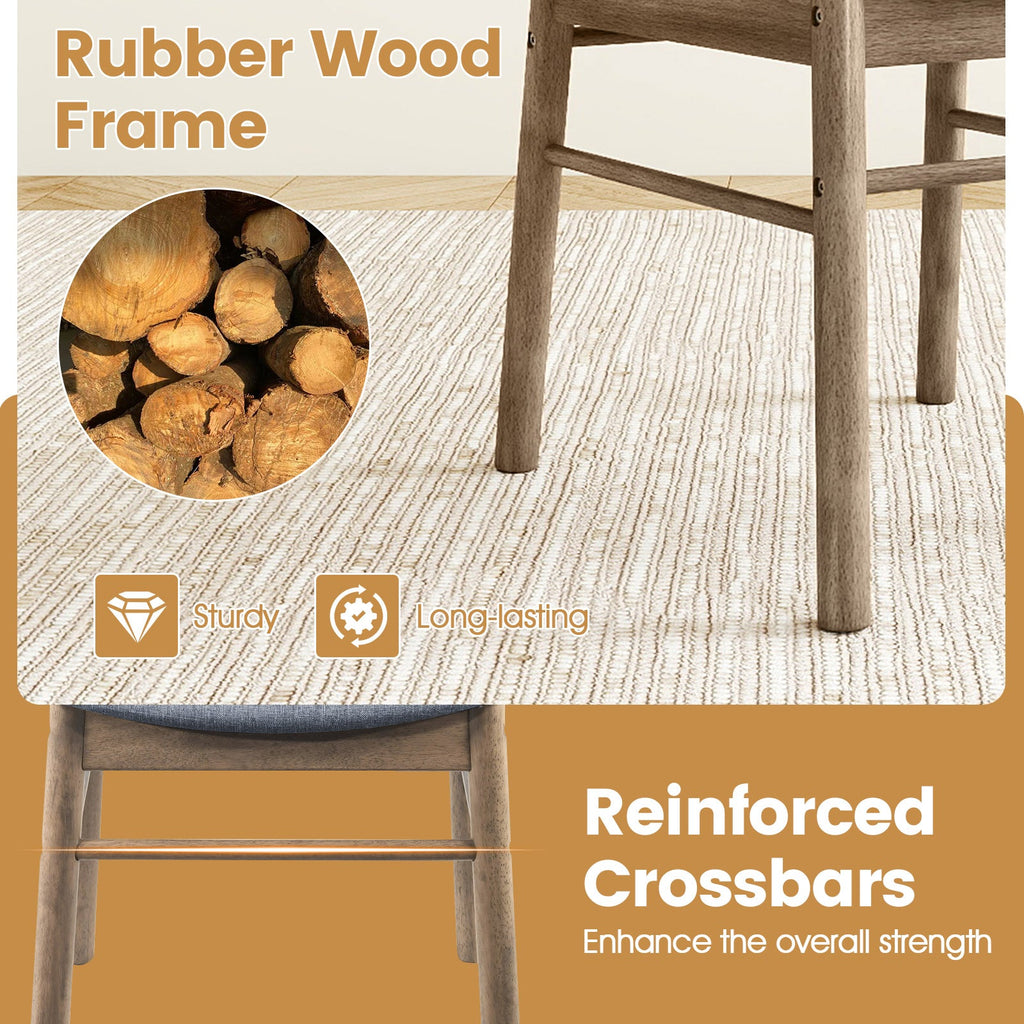 Fabric Upholstered Kitchen Armless Dining Chairs with Rubber Wood Frame Set of 4-Oak