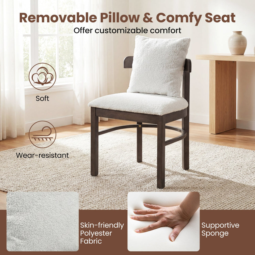 Fabric Upholstered Wood Dining Chairs Set of 4 with Removable Pillow