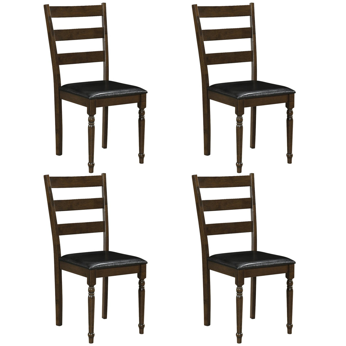Dining Chairs Set of 4 - Farmhouse PU Leather Upholstered