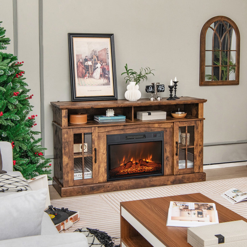 Fireplace TV Stand for TVs Up to 65 Inch with Side Cabinets and Remote Control