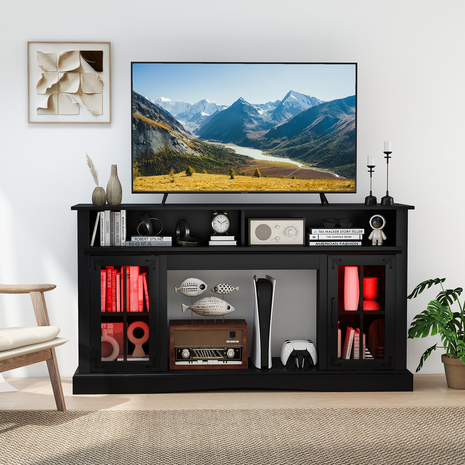 TV Stand with LED Lights and Remote Control