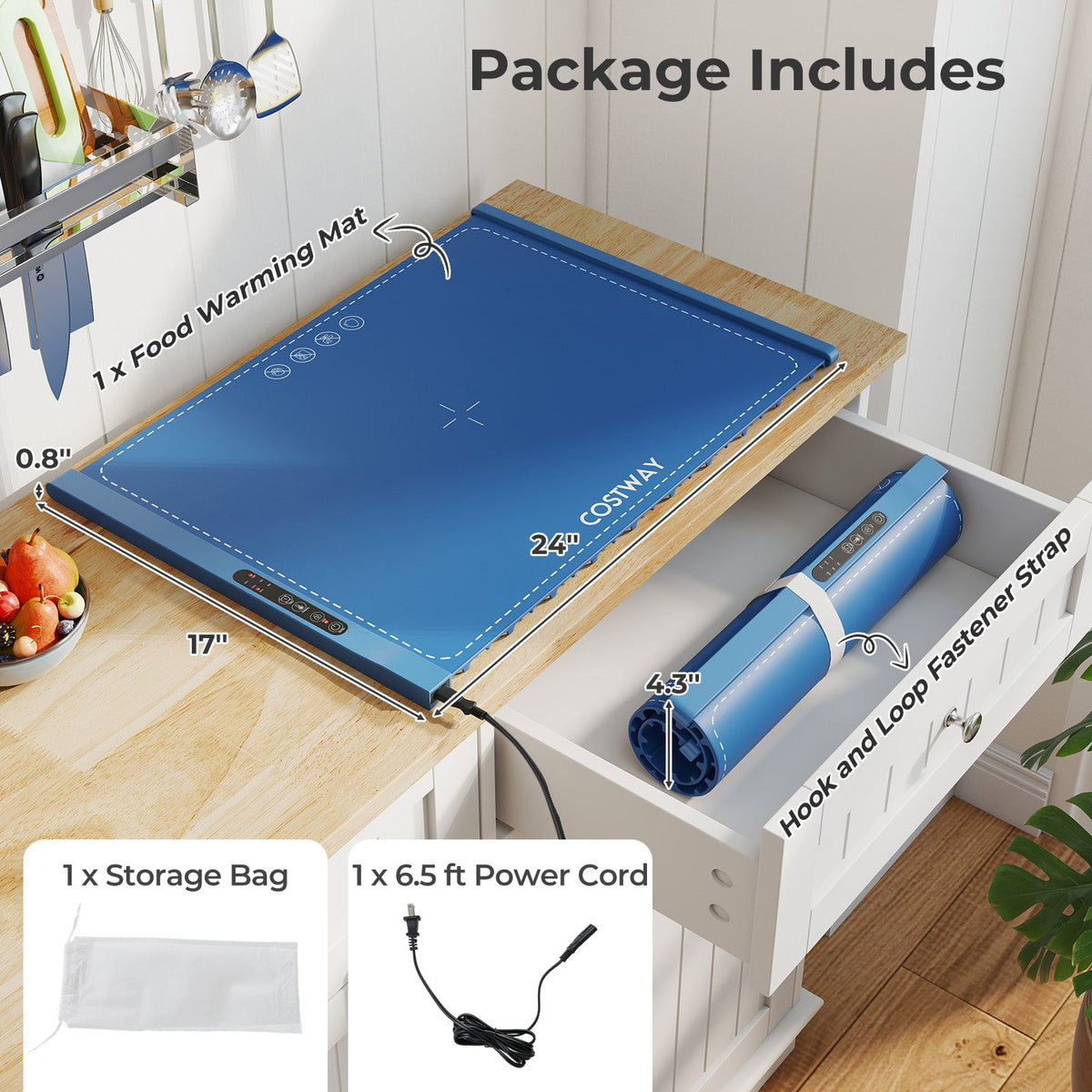 Food Warming Mat Rollable and Portable Electric Warming Tray with Fasting Heating