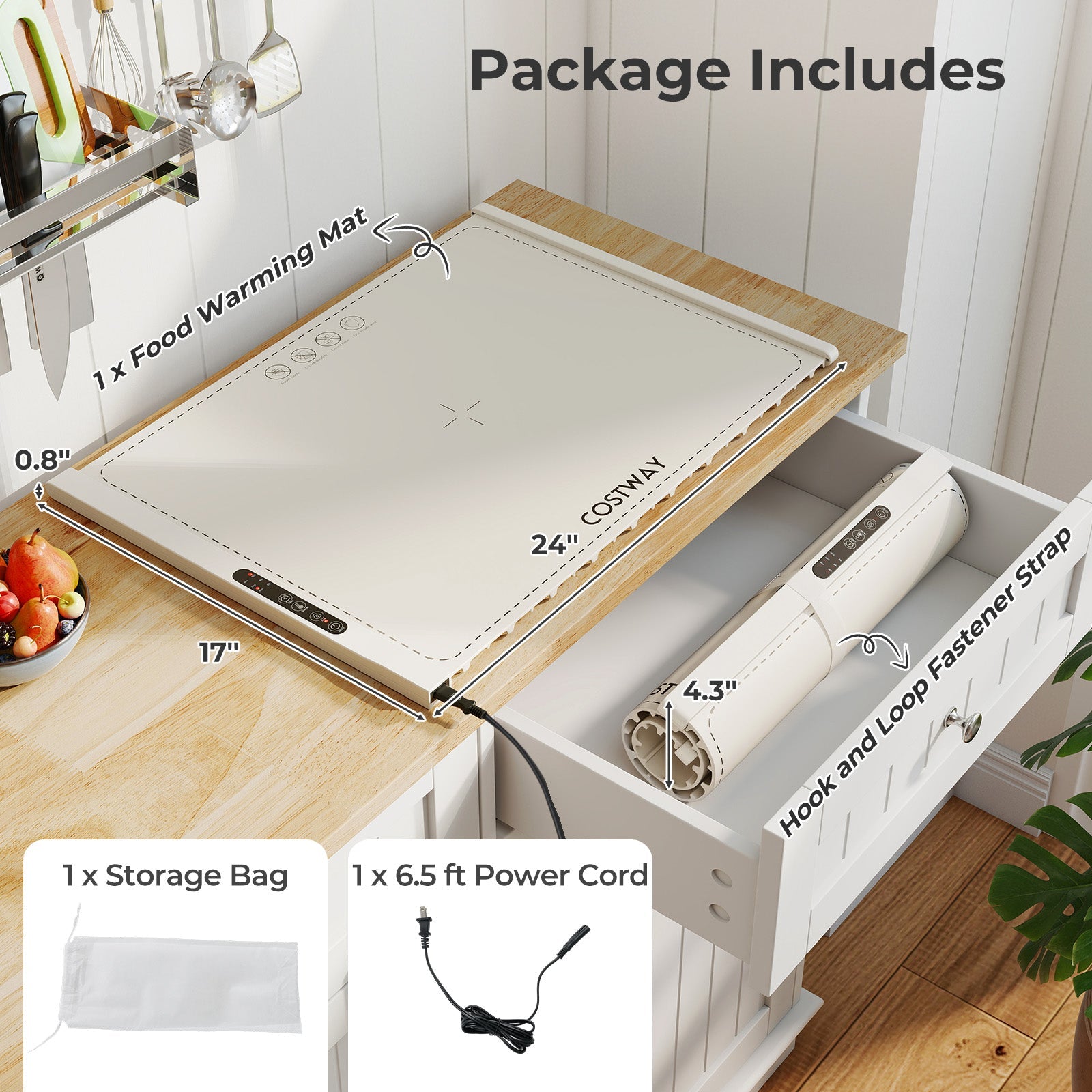 Food Warming Mat Rollable and Portable Electric Warming Tray with Fasting Heating