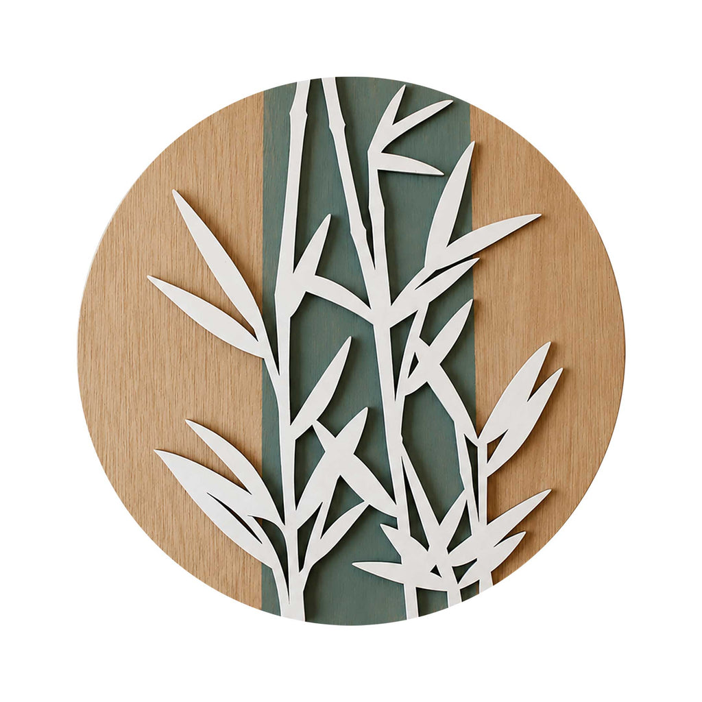 Bamboo Serenity Layered Wall Art – Modern Botanical Round Wall Decor - G987005