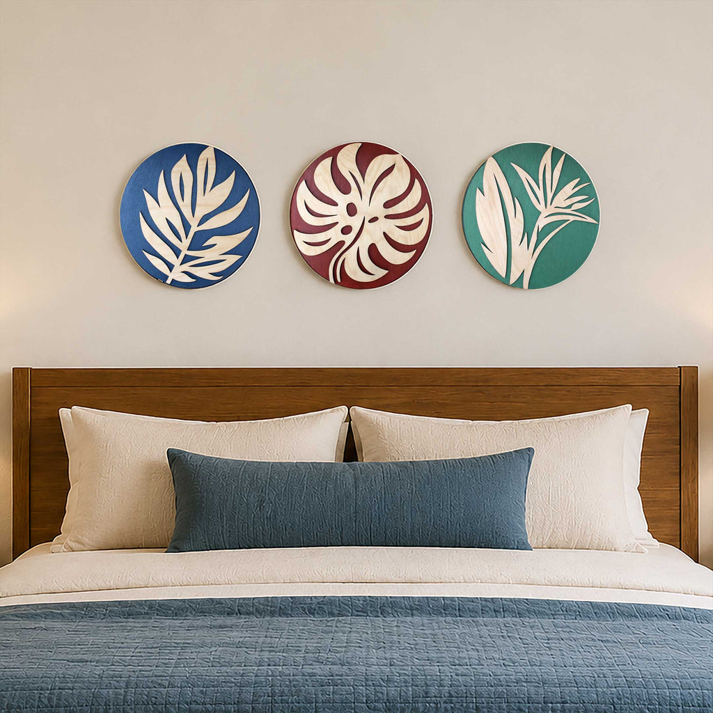 Tropical Botanical Wall Art Set of 3 – Organic Elements Collection - G987006