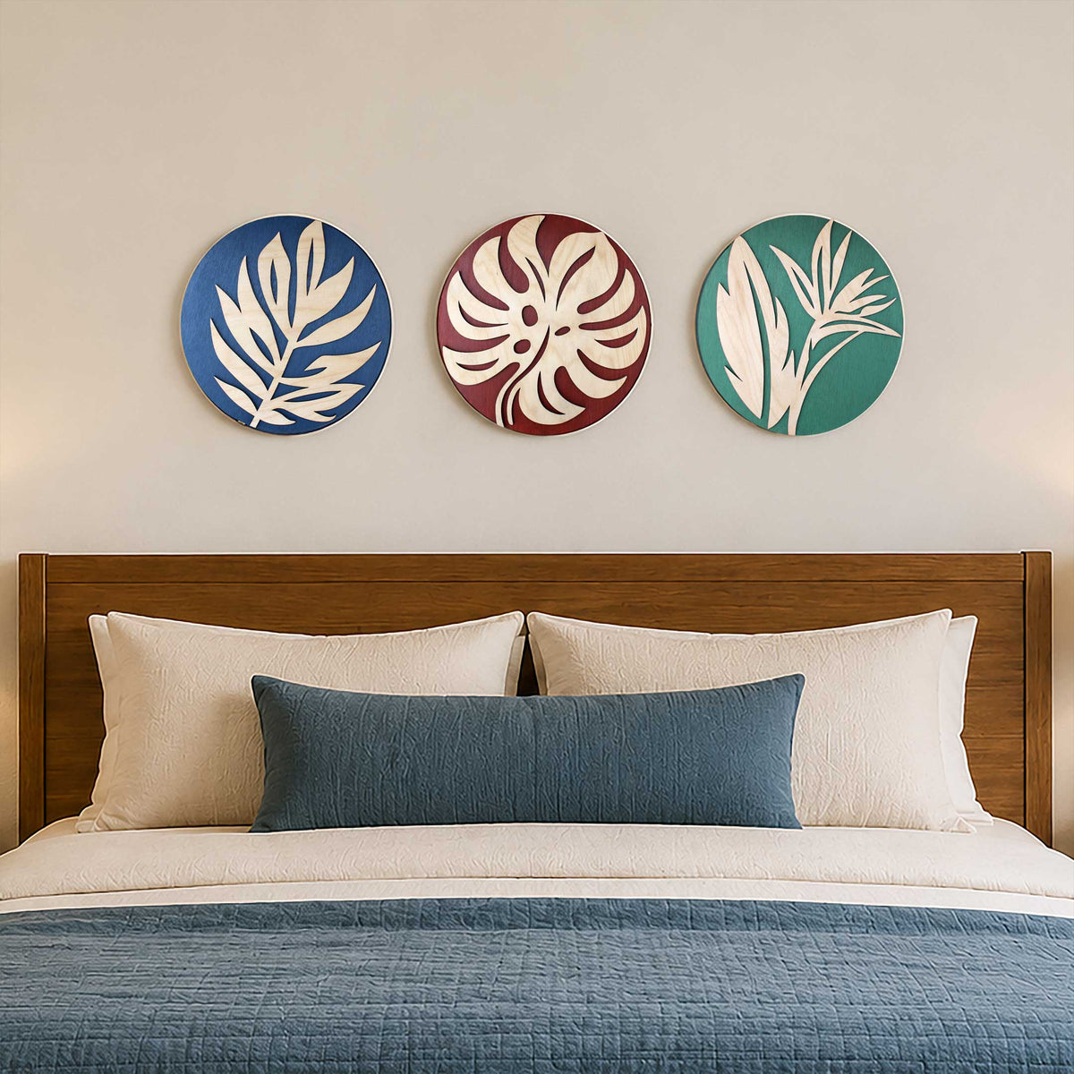 Tropical Botanical Wall Art Set of 3 – Organic Elements Collection - G987006