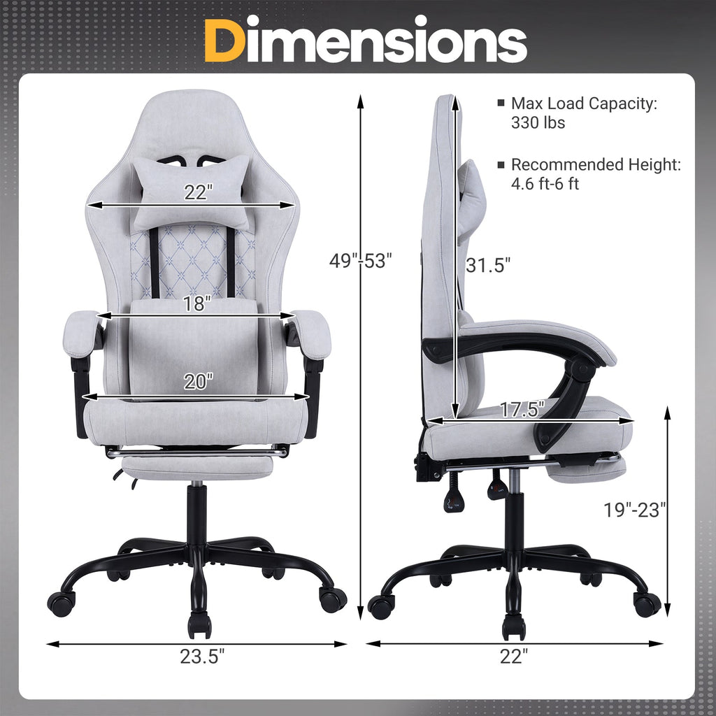 Gaming Chair Height Adjustable Computer Chair with Headrest Video Game Chair