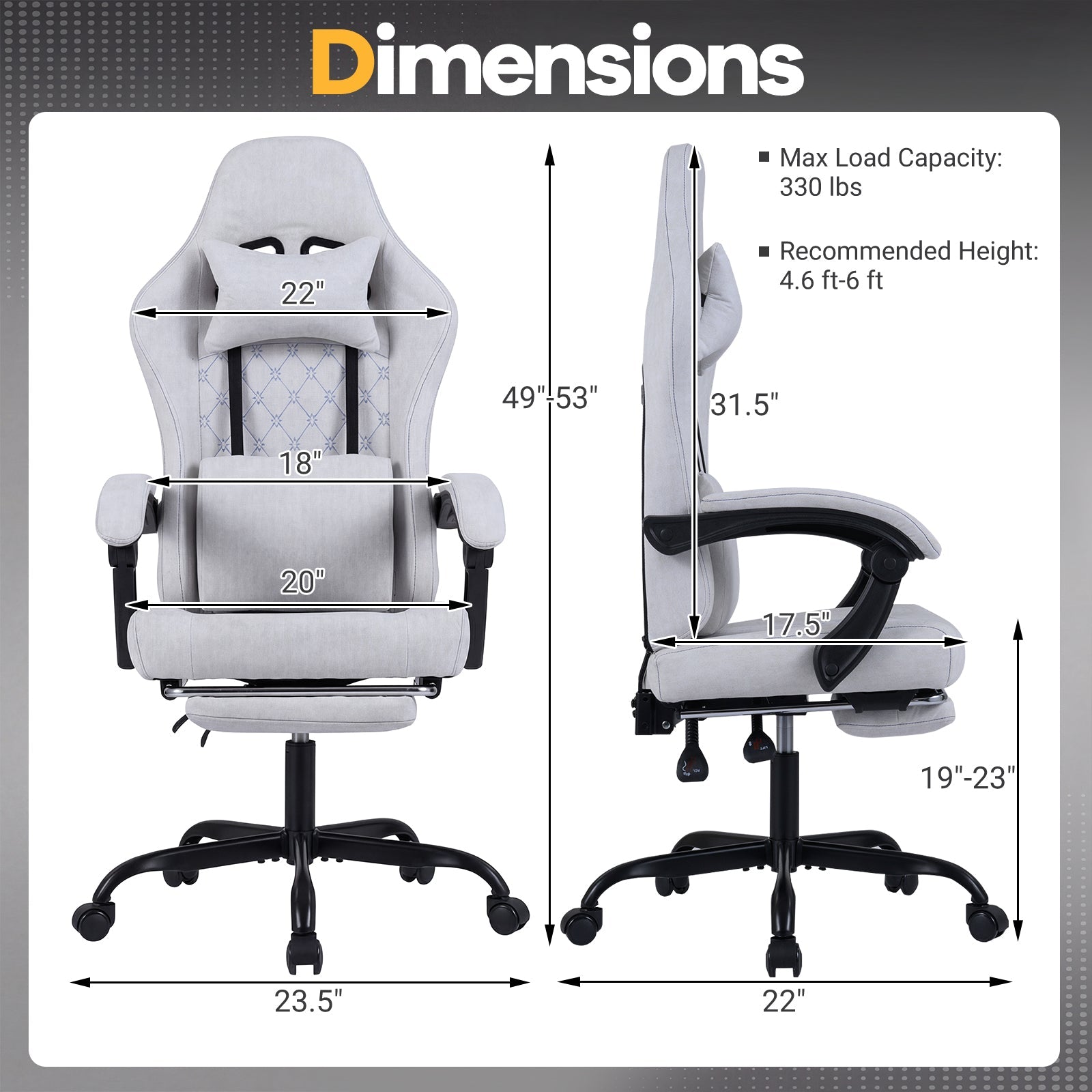 Gaming Chair Height Adjustable Computer Chair with Headrest Video Game Chair