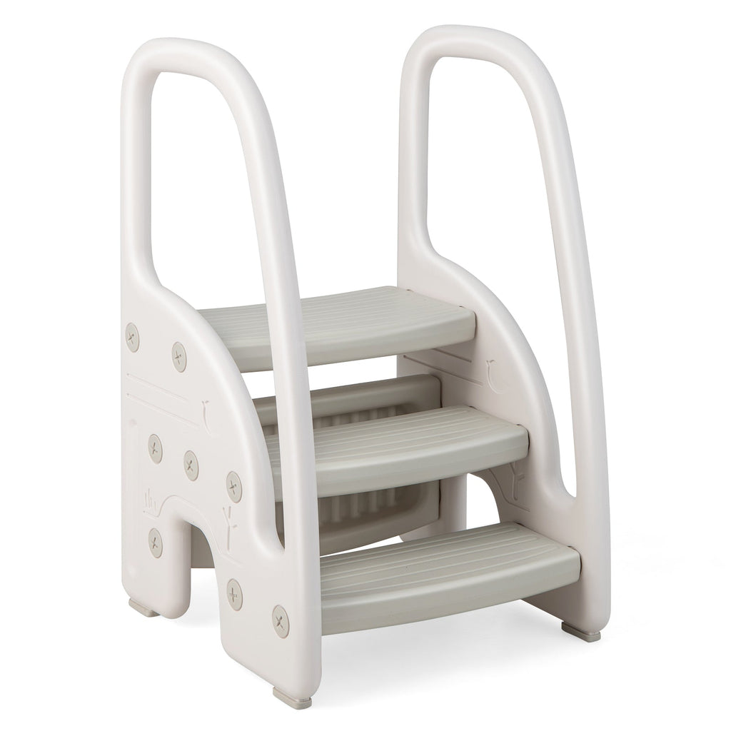 3-Step Stool with Safety Handles and Non-slip Pedals for Toddlers