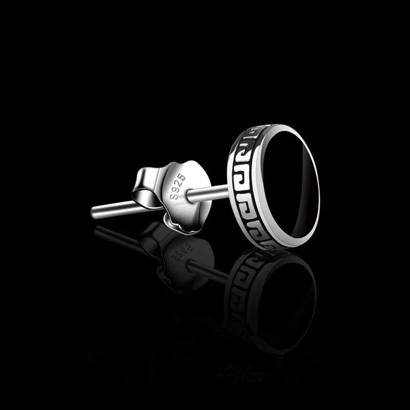 Andara Personalized 925 Sterling Silver Stud Earrings | Men's Street Punk Hip-Hop Jewelry