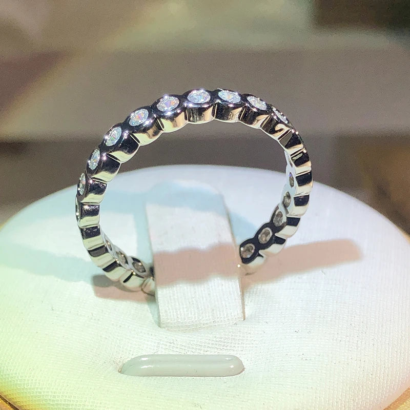 925 Sterling Silver Eternity Promise Ring | Women's Wedding Band with CZ Stones