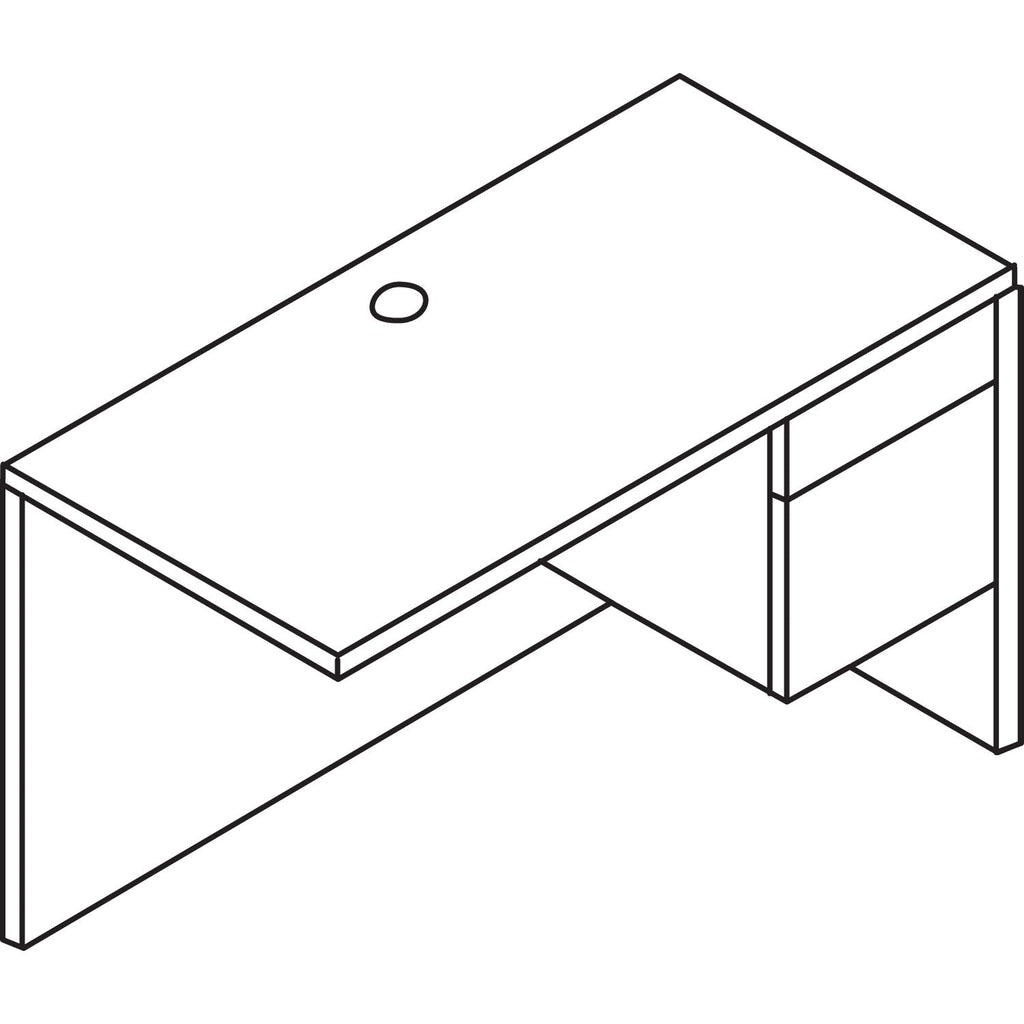 HON 10500 Series L Workstation Return, 3/4 Height Right Ped, 48w x 24d x 29.5h, Mahogany