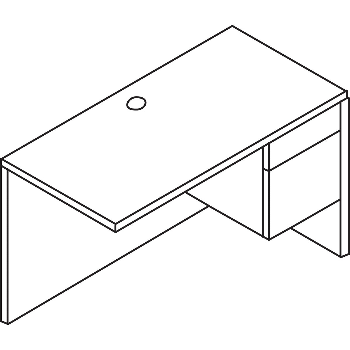 HON 10500 Series L Workstation Return, 3/4 Height Right Ped, 48w x 24d x 29.5h, Mahogany