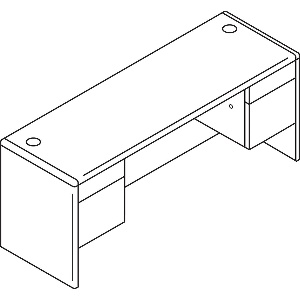 HON 10700 Kneespace Credenza, 3/4 Height Pedestals, 72w x 24d x 29.5h, Harvest