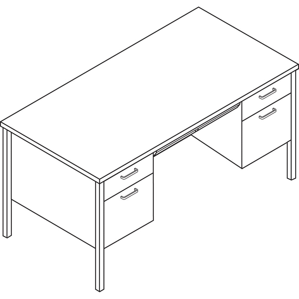 HON 34000 Series Double Pedestal Desk, 60" x 30" x 29.5", Mocha/Black