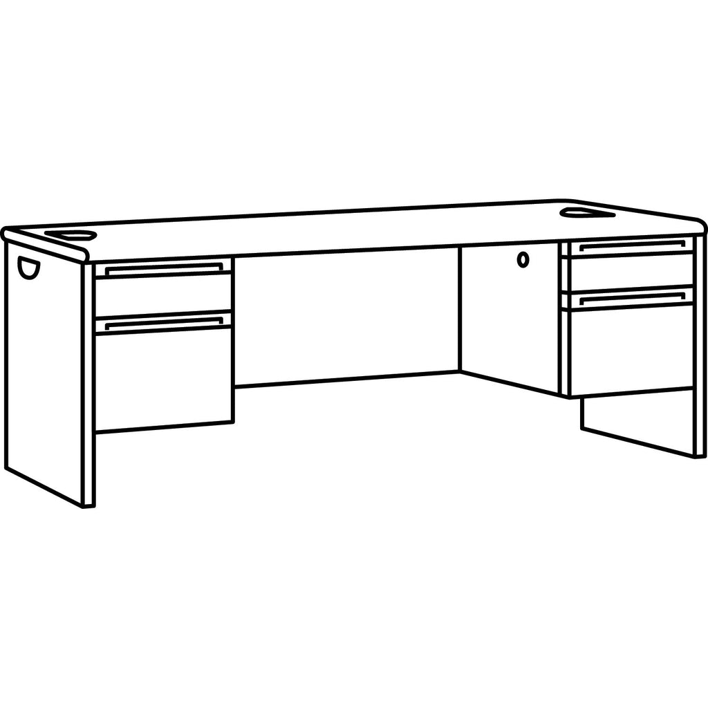 HON 38000 Series Double Pedestal Desk, 60" x 30" x 29.5", Mahogany/Charcoal