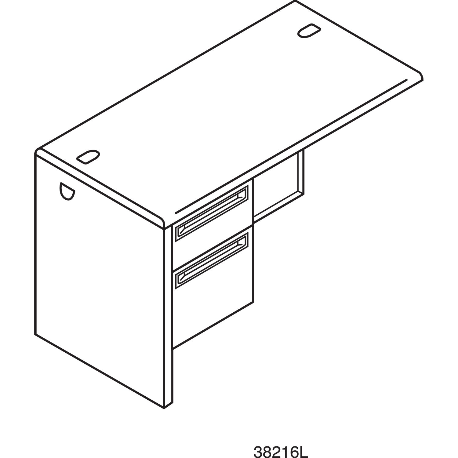 HON 38000 Series Flush Return, Left, 48w x 24d x 29.5h, Harvest/Putty