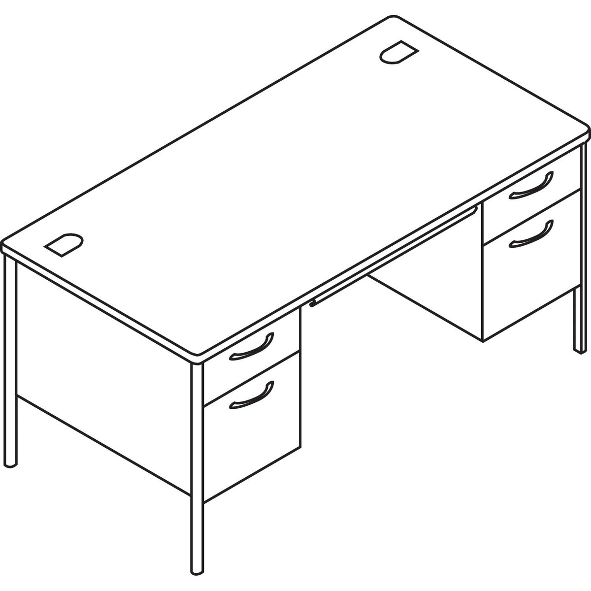 HON Mentor Series Double Pedestal Desk, 60" x 30" x 29.5", Mahogany/Charcoal