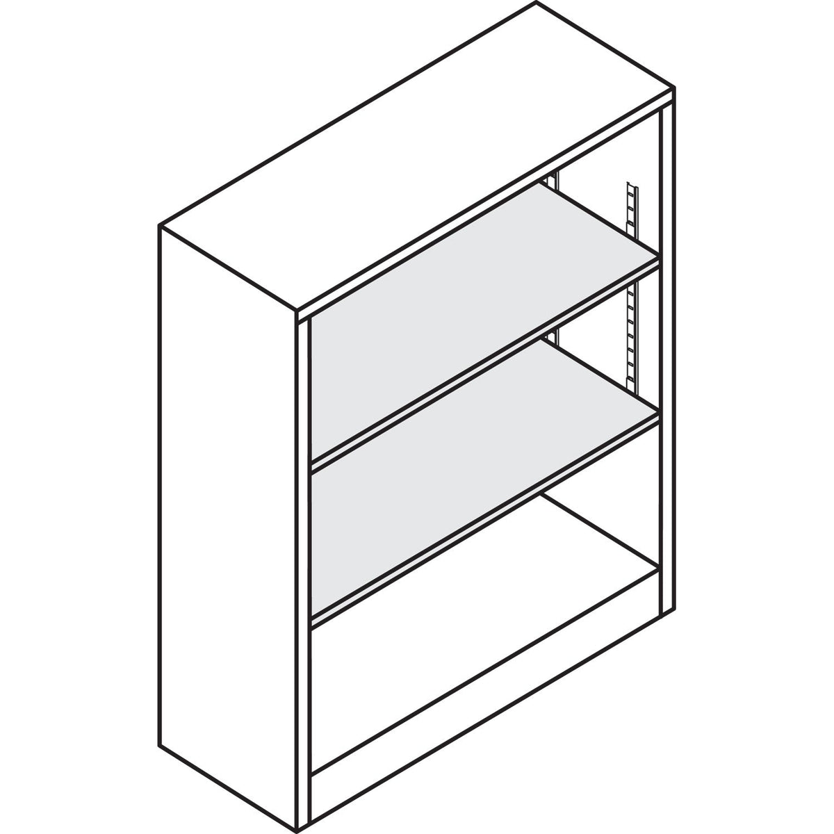 HON Metal Bookcase, Three-Shelf, 34.5w x 12.63d x 41h, Putty