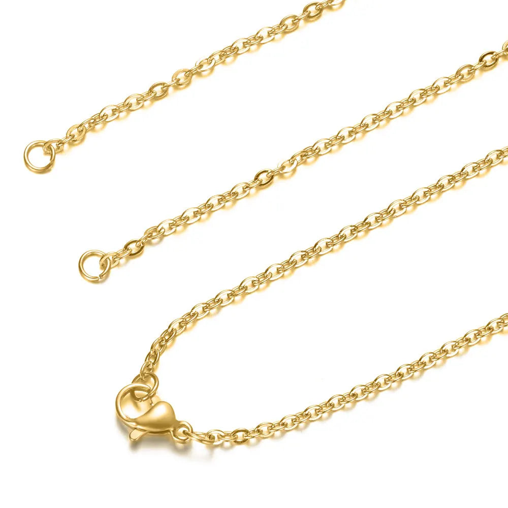 5pcs 2mm Cross Chain Necklaces for DIY Jewelry Making | 316 Stainless Steel Gold