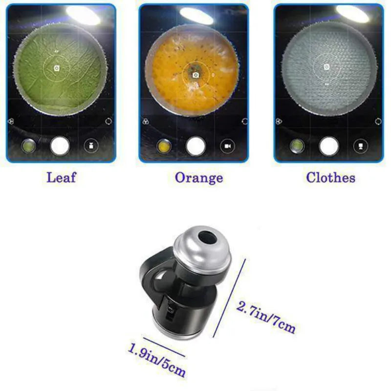 LED Mobile Phone Microscope 30X Cell Phone Clip Magnifying Glass Digital Microscope HD Camera for Smartphone PCB Inspection Tool