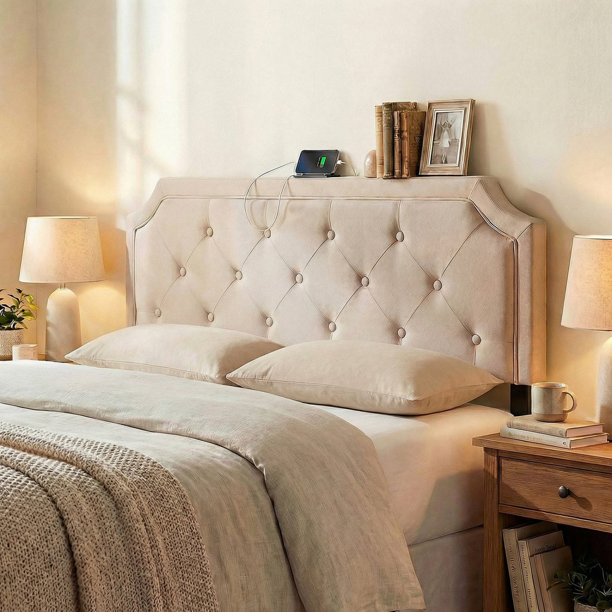 Headboard for Queen and Full Size Bed Tufted Upholstered Head Board