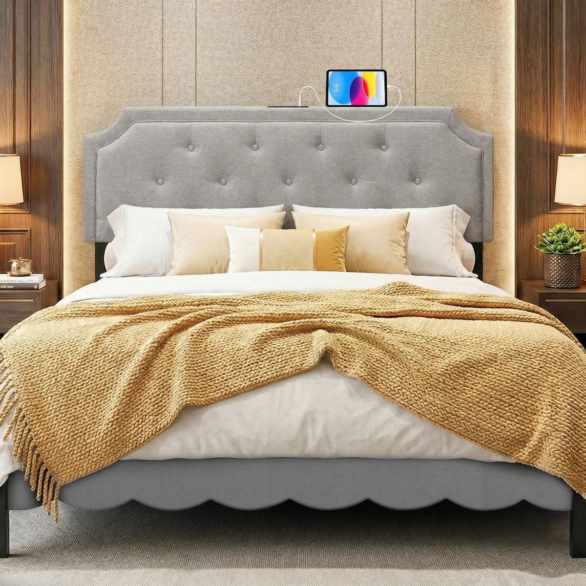 Headboard for Queen and Full Size Bed Tufted Upholstered Head Board