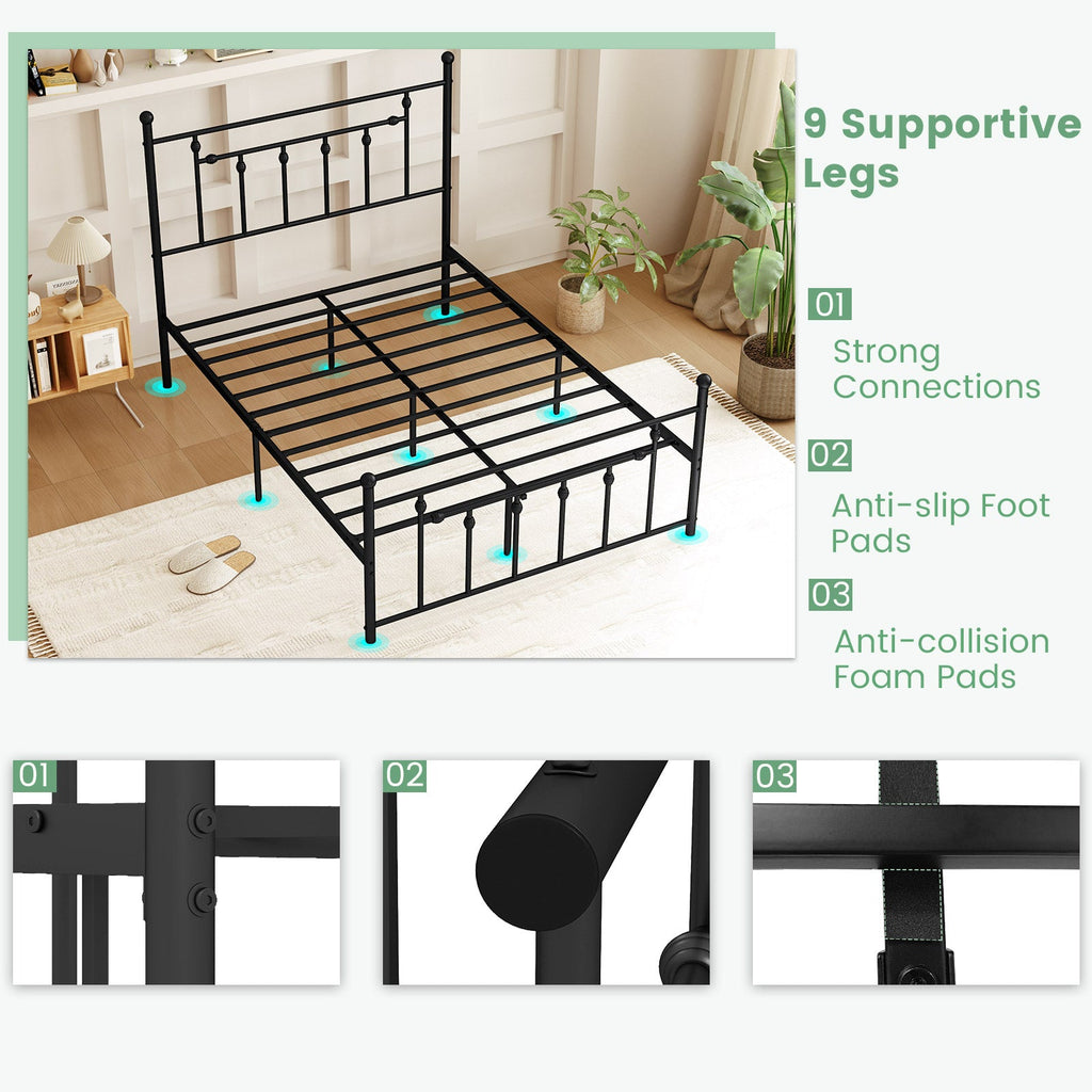 Full/Queen/Twin Size Heavy-duty Metal Bed Frame with Headboard