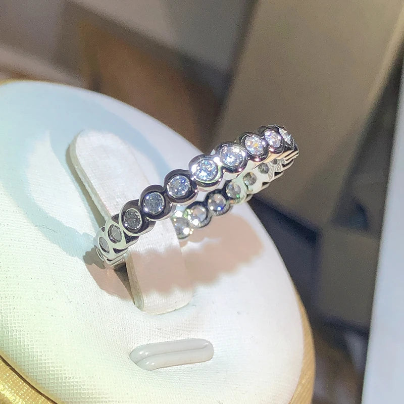 925 Sterling Silver Eternity Promise Ring | Women's Wedding Band with CZ Stones