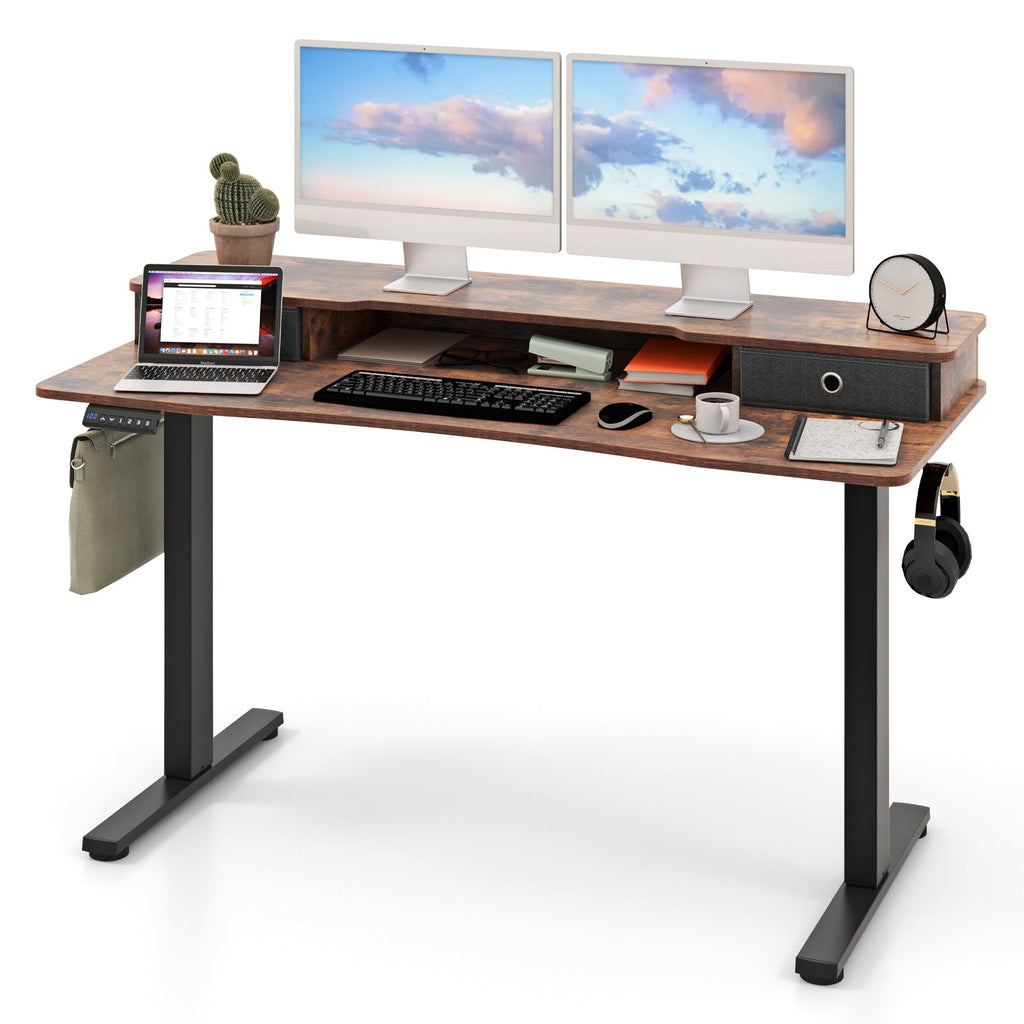 55 Inch x 24 Inch Height Adjustable Electric Standing Desk with 2 Drawers