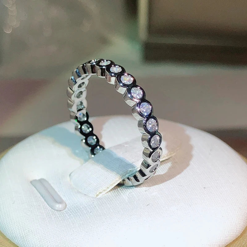 925 Sterling Silver Eternity Promise Ring | Women's Wedding Band with CZ Stones