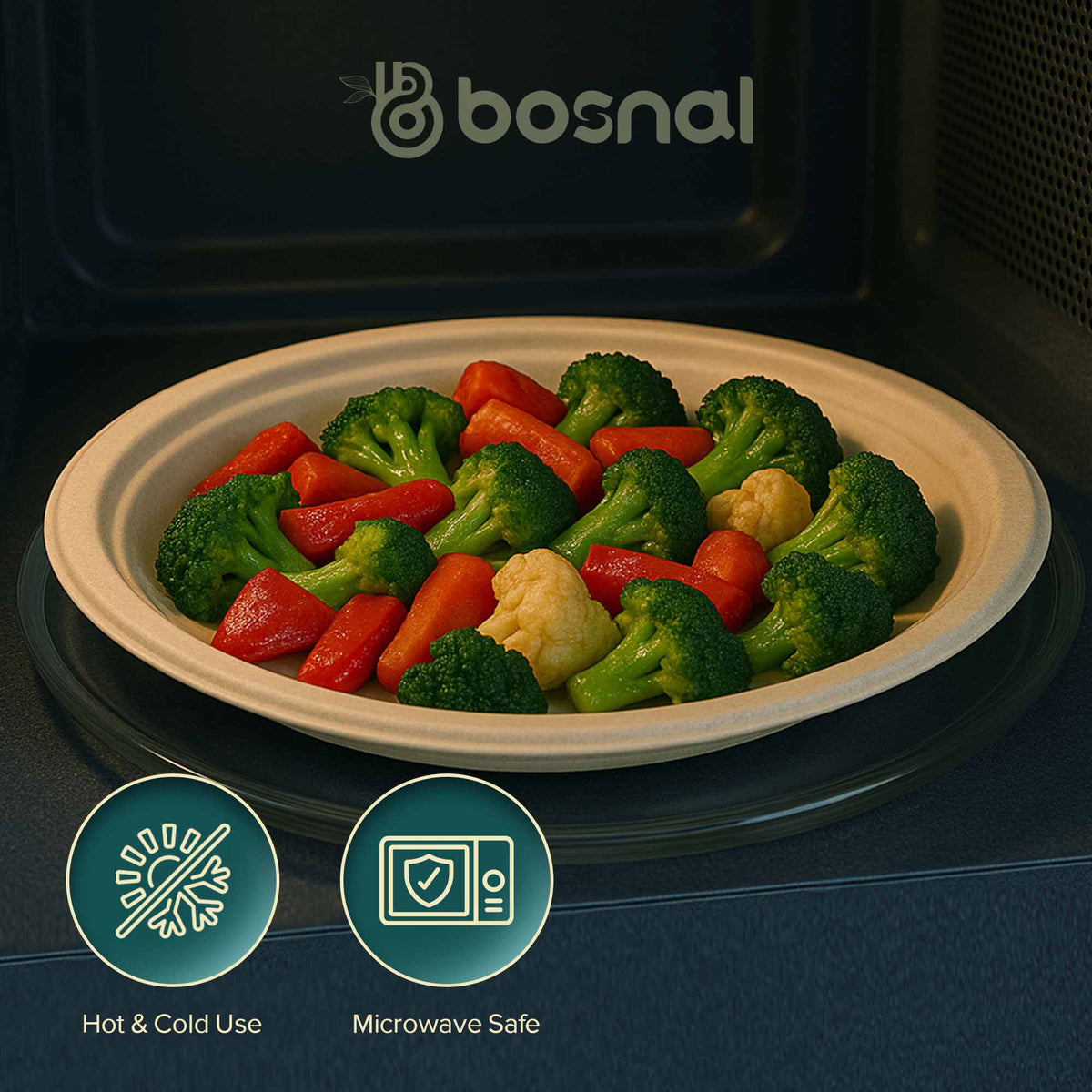 10 Inch Round Bagasse Compostable Plates – Biodegradable Sugarcane Pulp Plates, Sturdy Eco-Friendly Disposable Tableware for Parties & Events