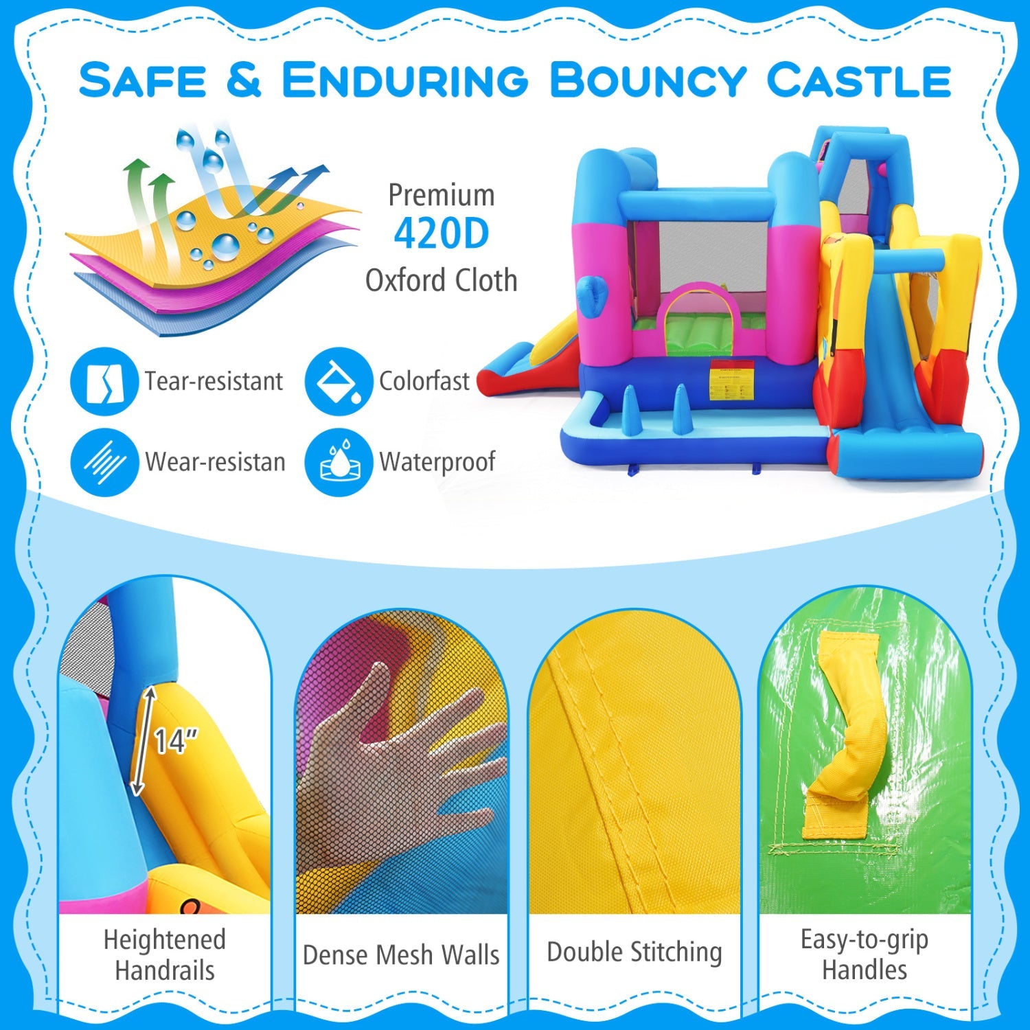 Inflatable Bounce House 8-in-1 Excavator Theme with Blower